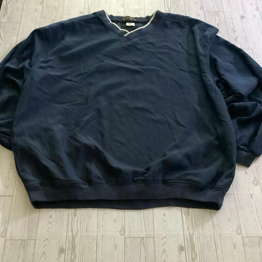 Bermuda Greens Men’s V-Neck Pullover Navy Blue Size XL Casual Golf Style